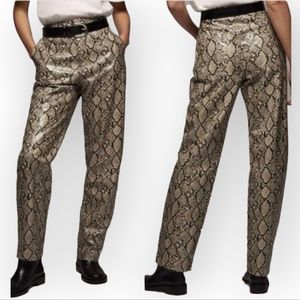 Zara Snake Print Straight Leg Pants - Black and Tan